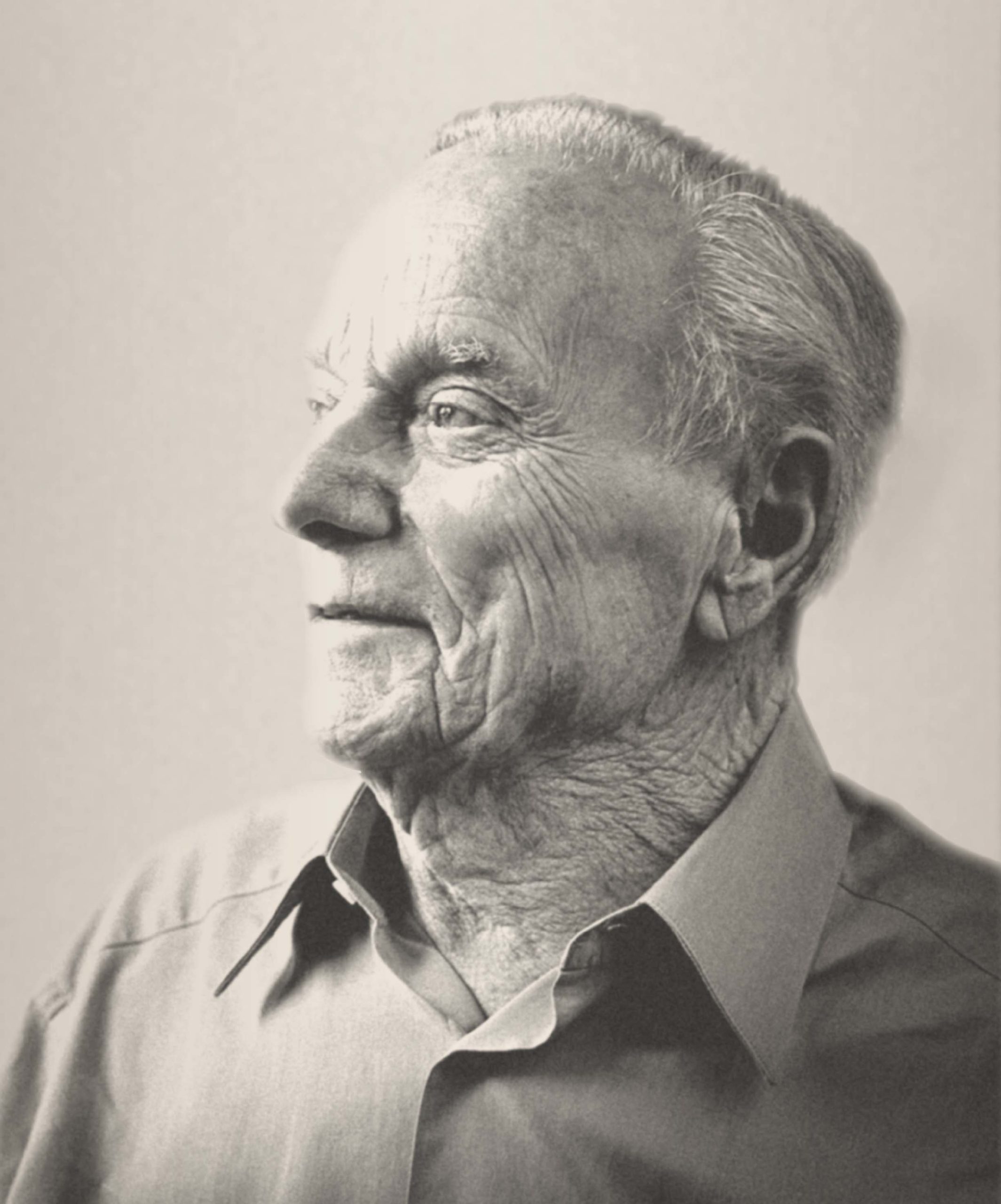 Portrait of Peter Mondavi in Black and White